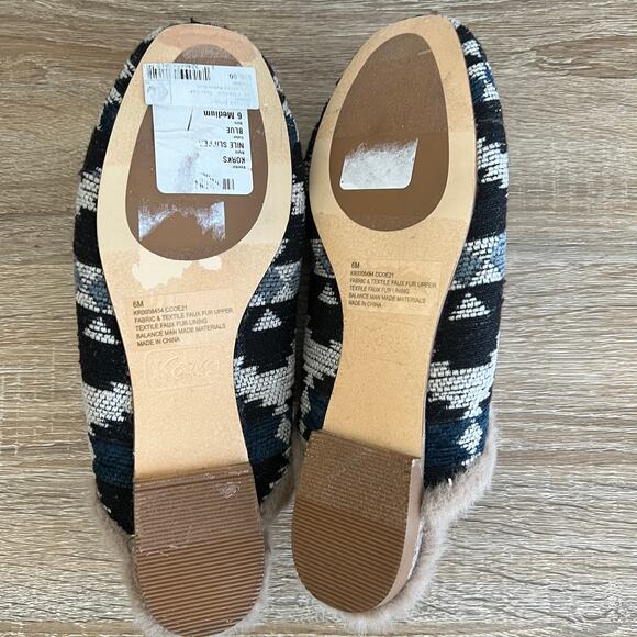 Korks Nile Slipper Mule Tapestry Faux Fur Blue 6M - Picture 5 of 5